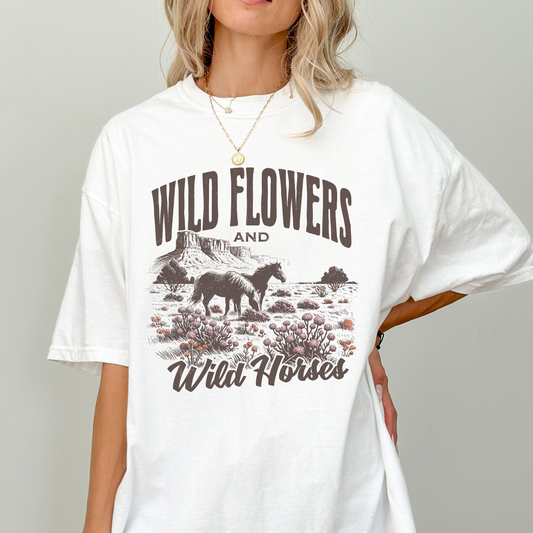 Wild Flowers & Wild Horses | Vintage Cowgirl | T-shirt