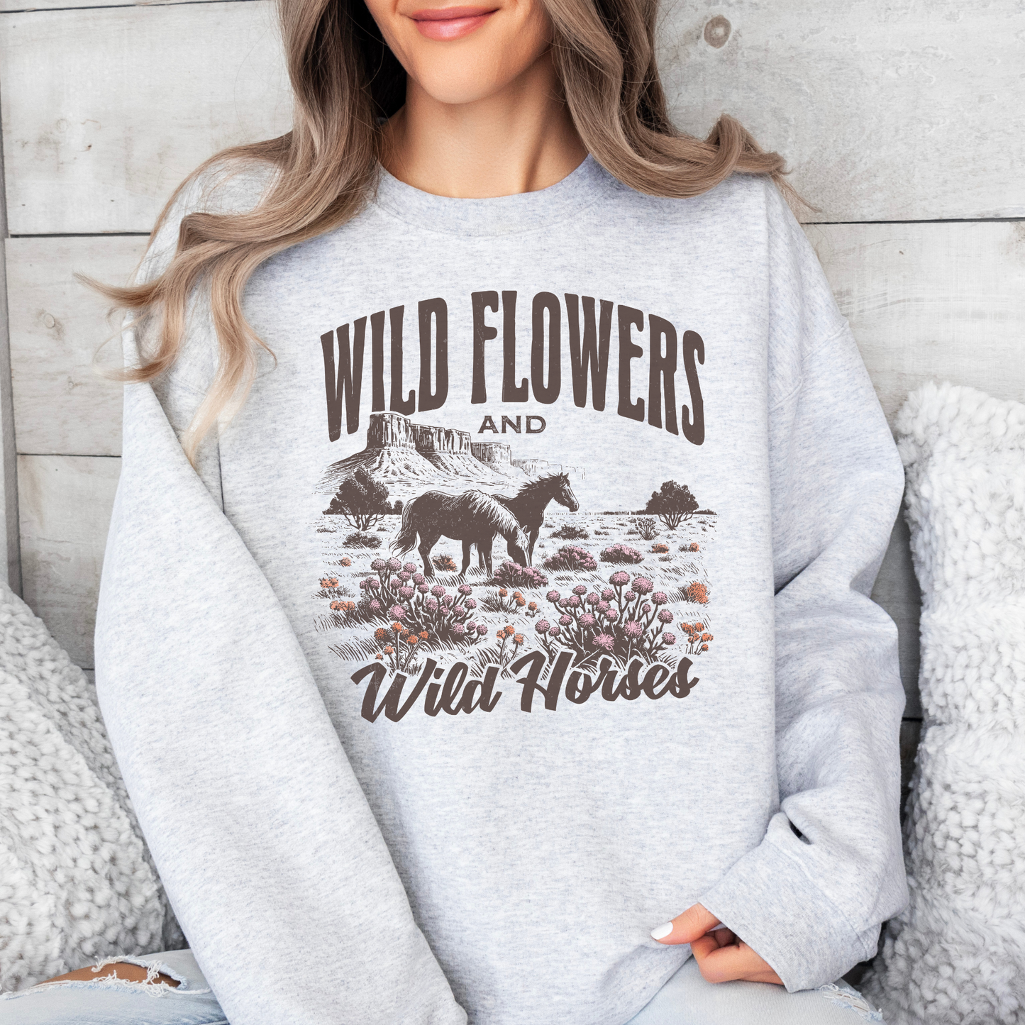 Wild Flowers & Wild Horses | Vintage Cowgirl | Sweatshirt