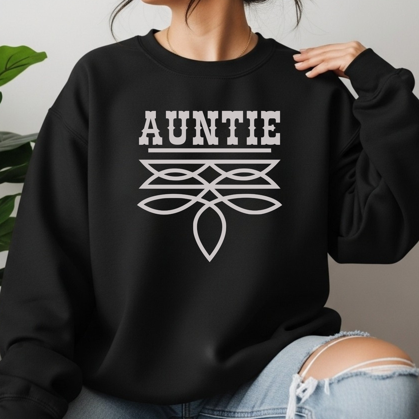 Auntie Sweater | Boot Stitch Text | Sweatshirt