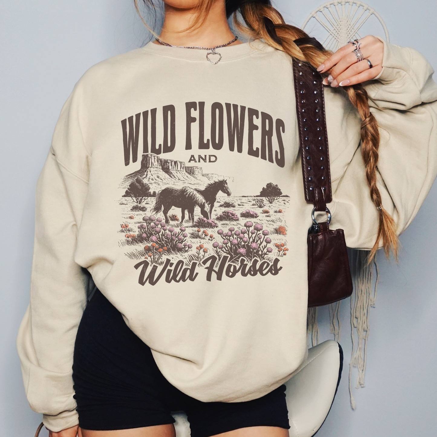 Wild Flowers & Wild Horses | Vintage Cowgirl | Sweatshirt