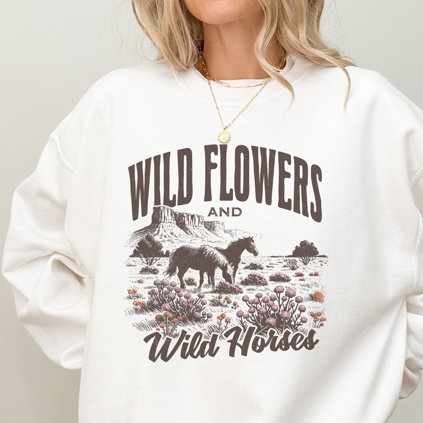 Wild Flowers & Wild Horses | Vintage Cowgirl | Sweatshirt