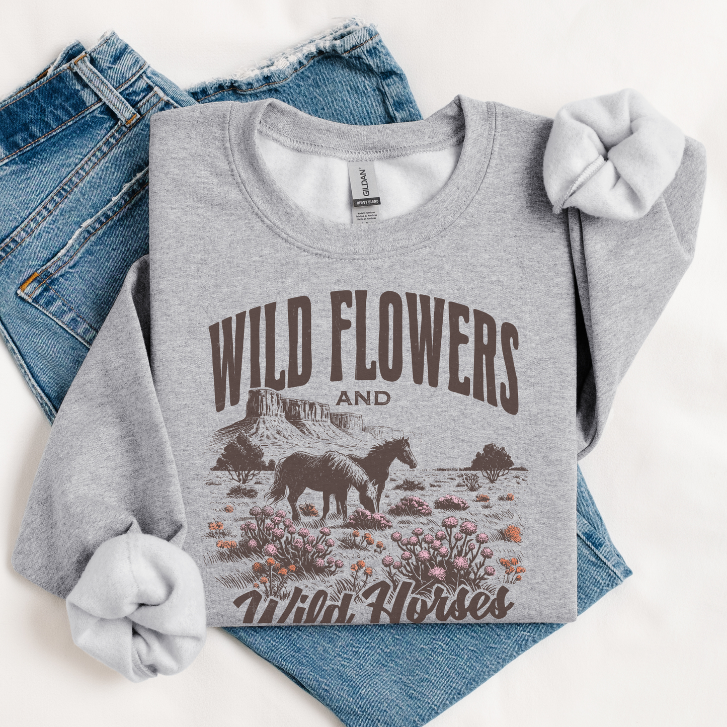 Wild Flowers & Wild Horses | Vintage Cowgirl | Sweatshirt