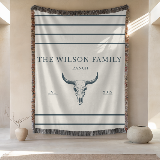 Personalized Woven Blanket | Light Skull
