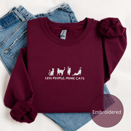 Less People, More Cats | Embroidered Sweatshirt | Unisex