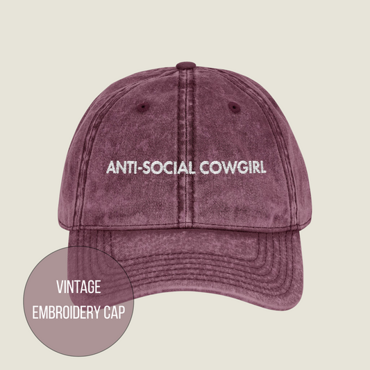 Vintage Embroidery Cap | Anti-Social Cowgirl | Unisex