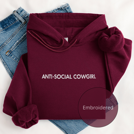 Anti-Social Cowgirl | Embroidery Hoodie | Unisex