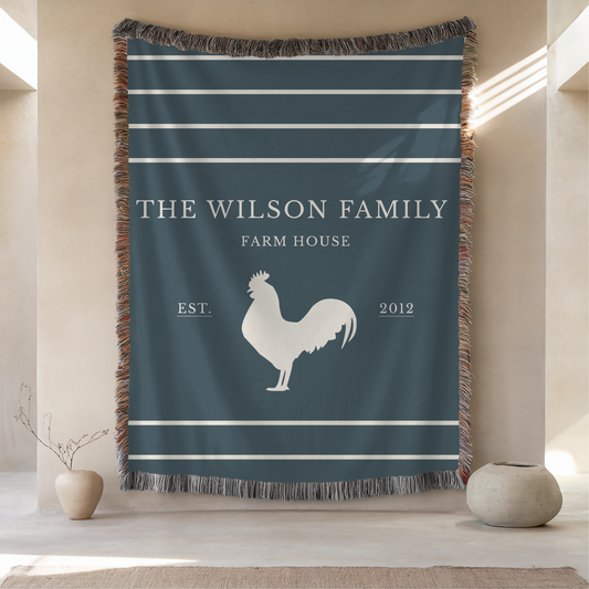 Personalized Woven Blanket | Dark Rooster