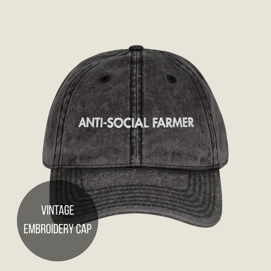 Vintage Embroidery Cap | Anti-Social Farmer | Unisex