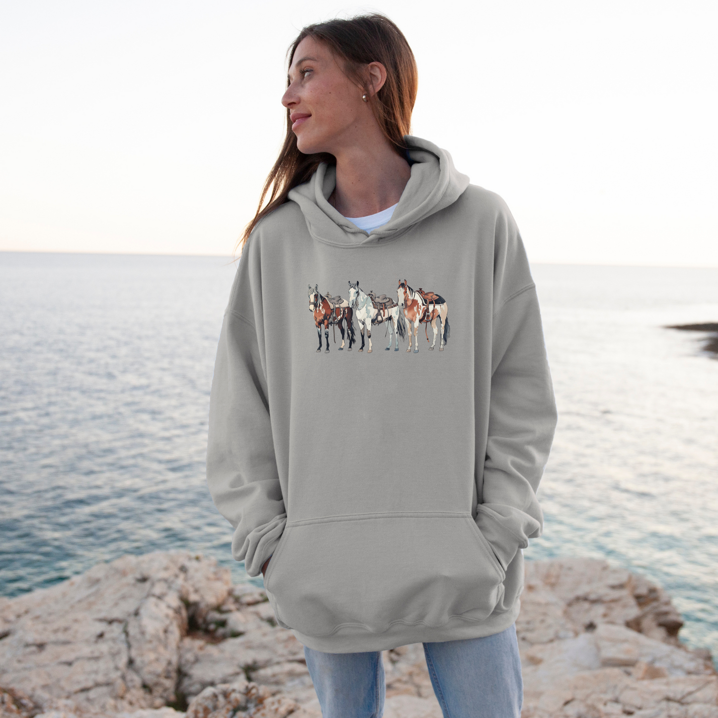 Western Horses Hoodie | Famous Trios | Unisex