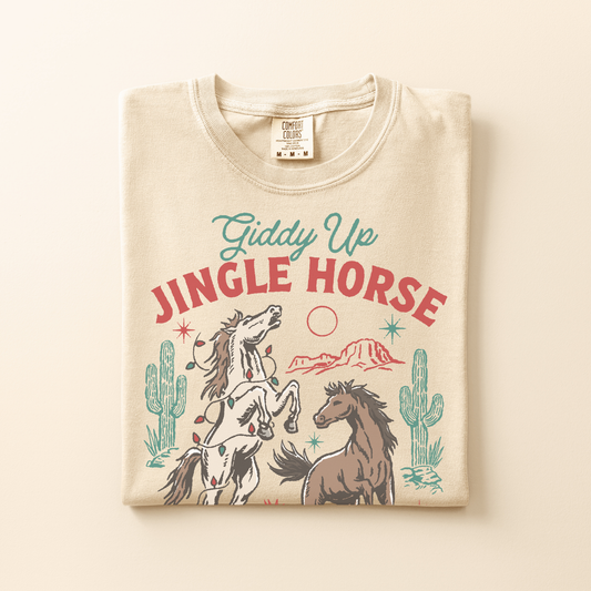 Giddy Up Jingle Horse | Christmas Cowgirl | T-shirt