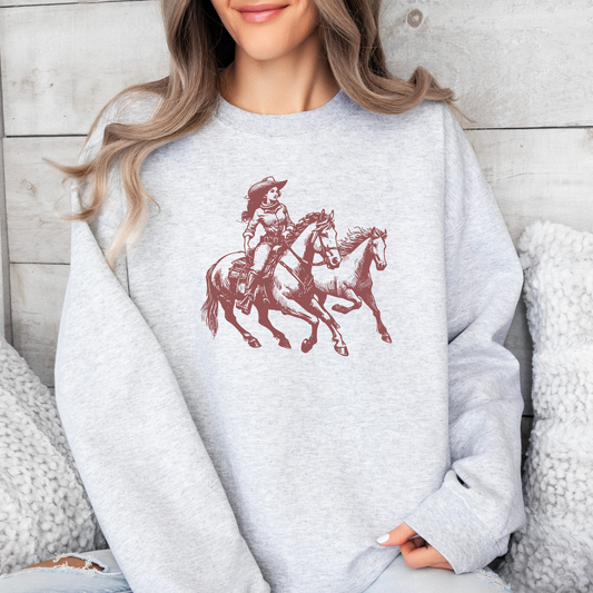 Cowgirl and Horses | Vintage Cowgirl | Sweatshirt