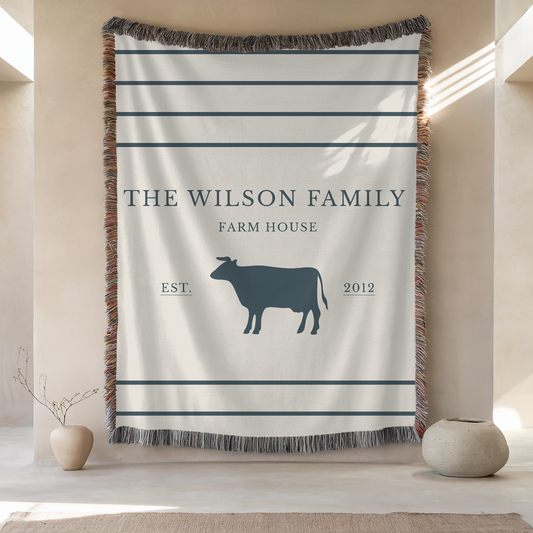 Personalized Woven Blanket | Light Cow