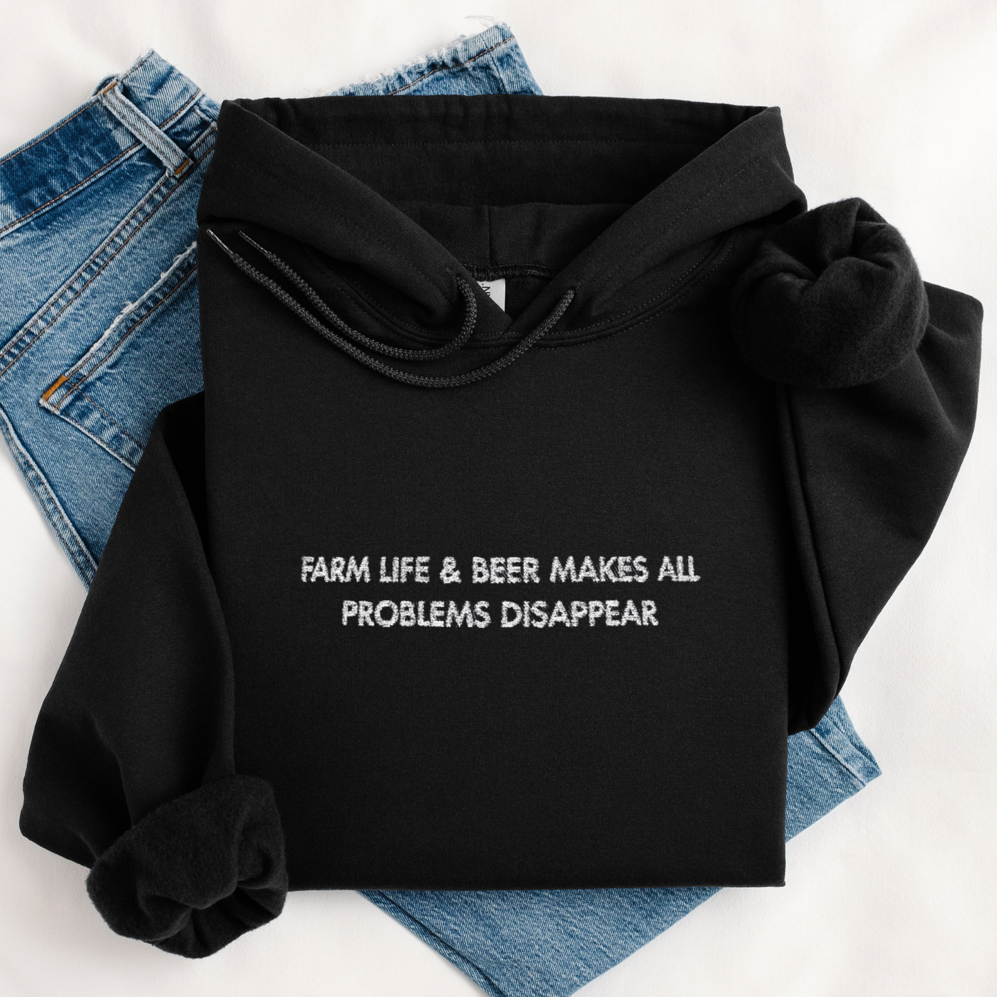 Farm Life & Beer | Embroidery Hoodie | Unisex