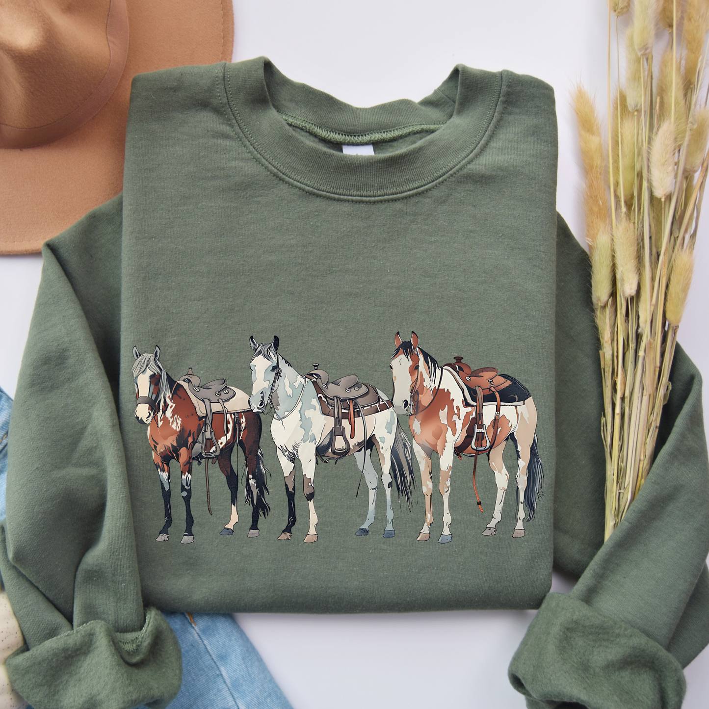 Western Horses Sweatshirt | Famous Trios | Unisex