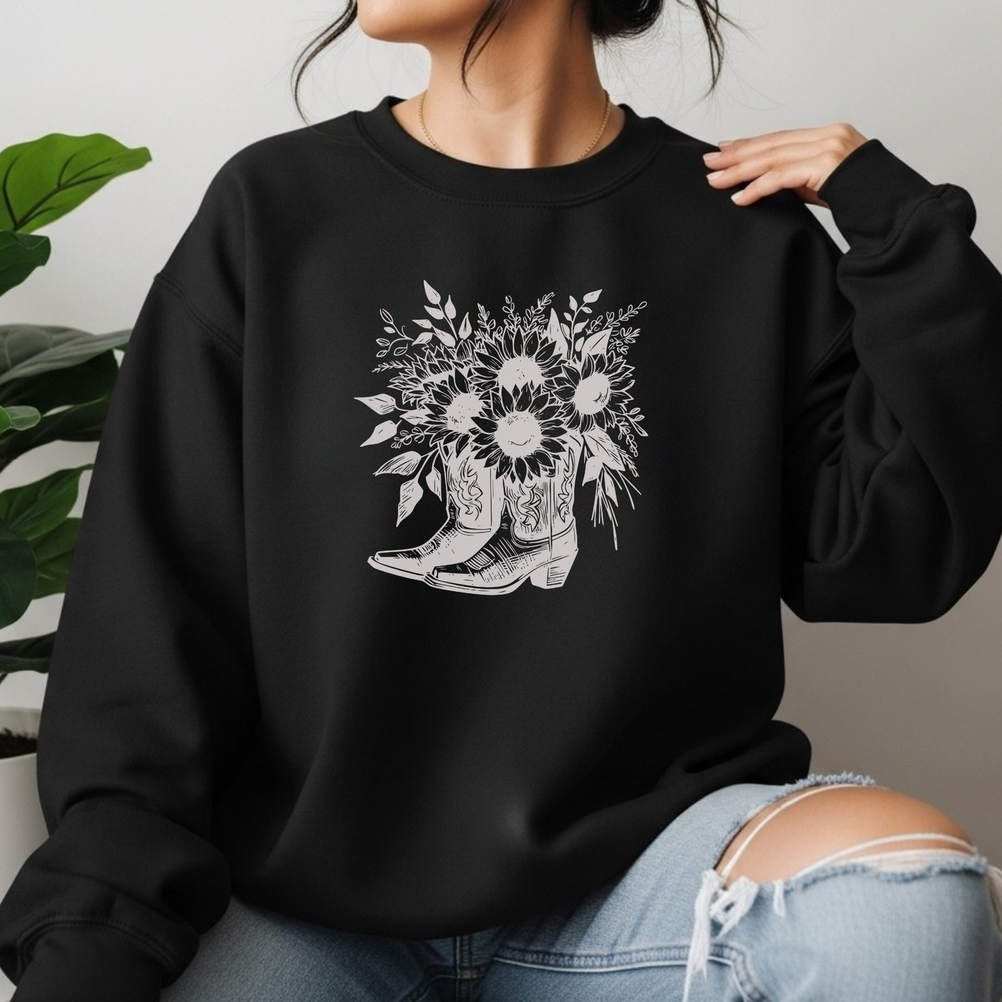 Sunflower Boots | Vintage Cowgirl | Sweatshirt