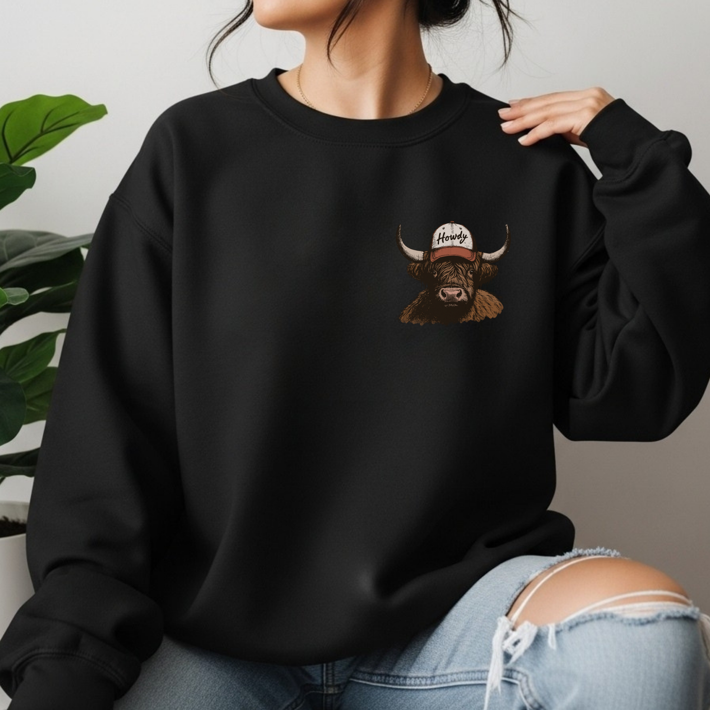 Howdy Cow | Vintage Cowgirl | Sweatshirt