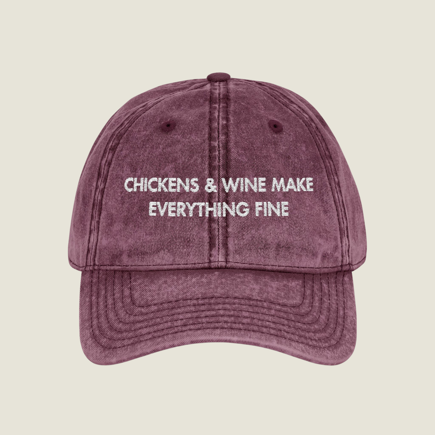 Vintage Embroidery Cap | Chickens & Wine | Unisex