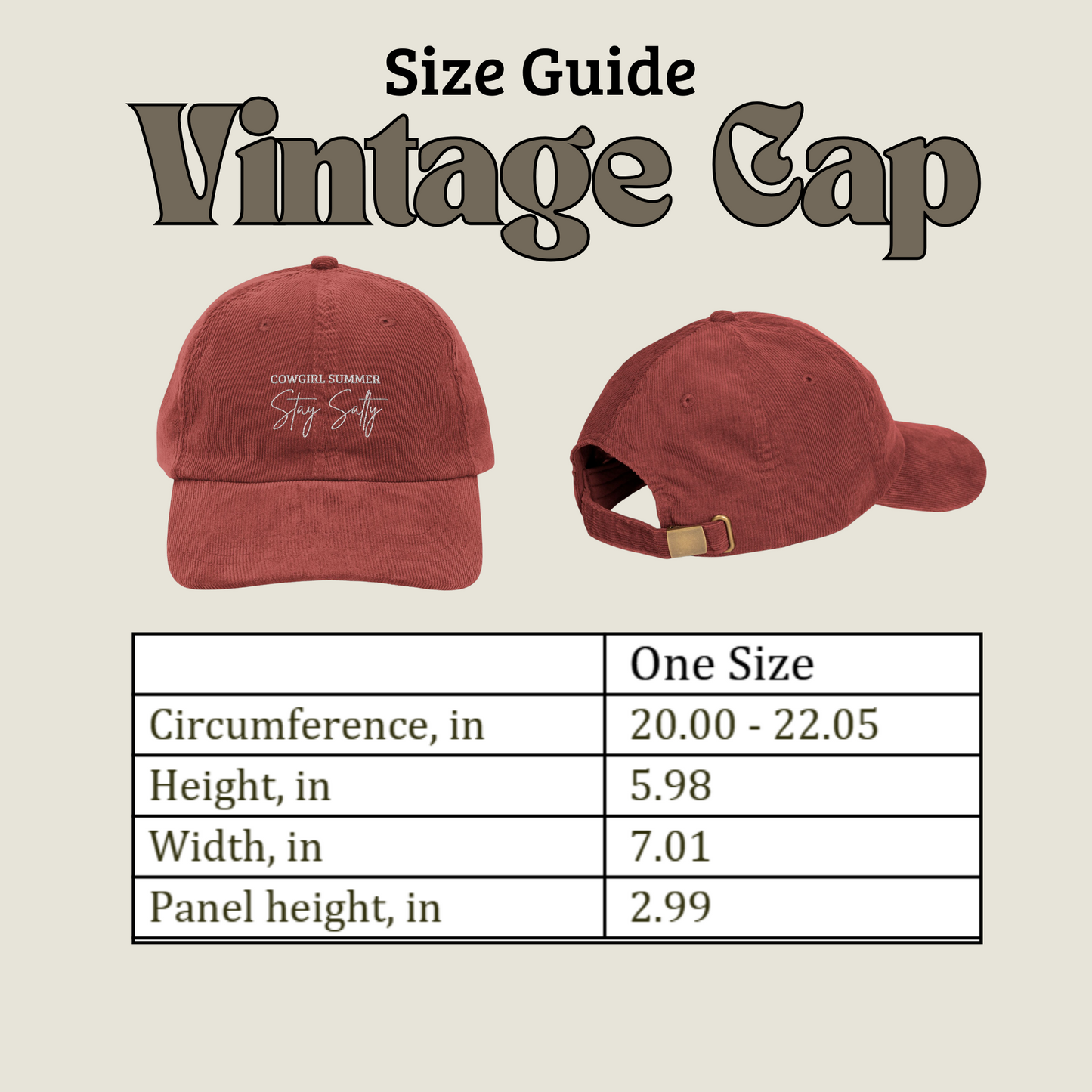 Stay Salty | Vintage Embroidery Cap | Cowgirl Summer