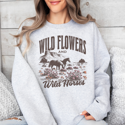 Wild Flowers & Wild Horses | Vintage Cowgirl | Sweatshirt
