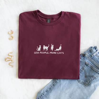Less People, More Cats | Embroidery T-Shirt | Unisex