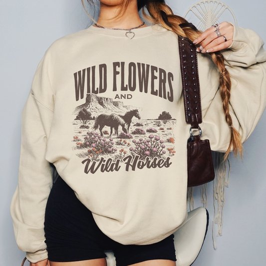 Wild Flowers & Wild Horses | Vintage Cowgirl | Sweatshirt