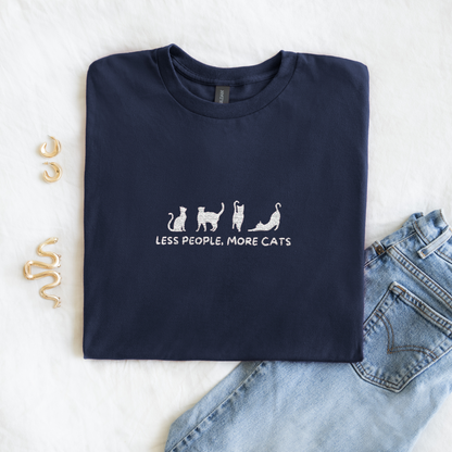 Less People, More Cats | Embroidery T-Shirt | Unisex