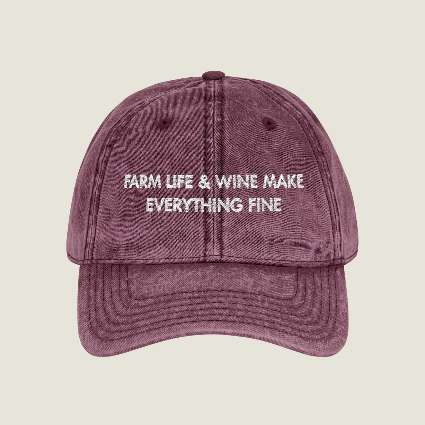 Vintage Embroidery Cap | Farm Life & Wine | Unisex