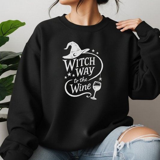 Witch way to the wine? | Halloween | Sweatshirt