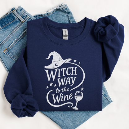 Witch way to the wine? | Halloween | Sweatshirt