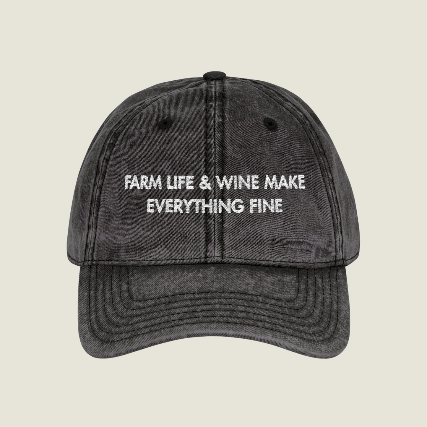 Vintage Embroidery Cap | Farm Life & Wine | Unisex