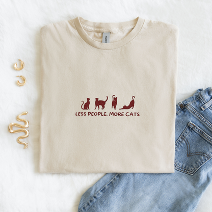 Less People, More Cats | Embroidery T-Shirt | Unisex