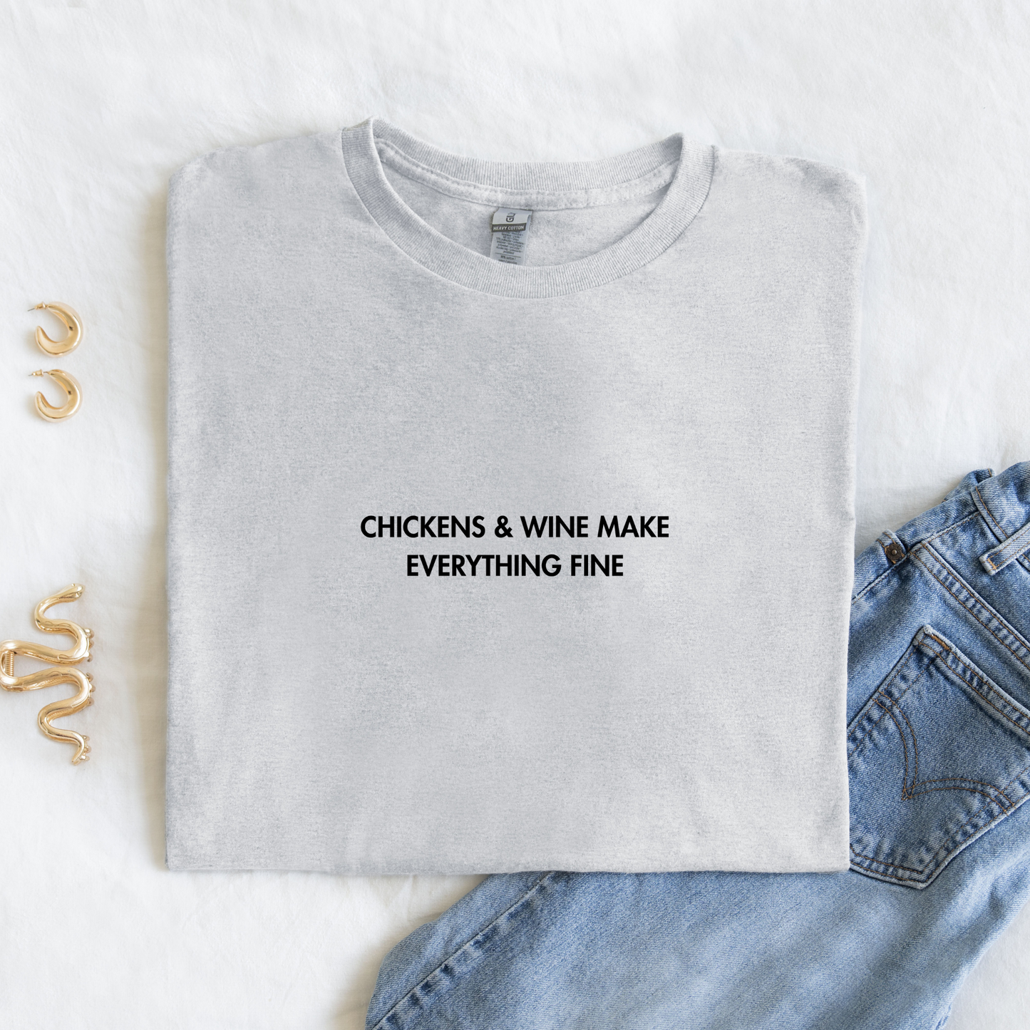 Chickens & Wine | Embroidered T-shirt | Unisex