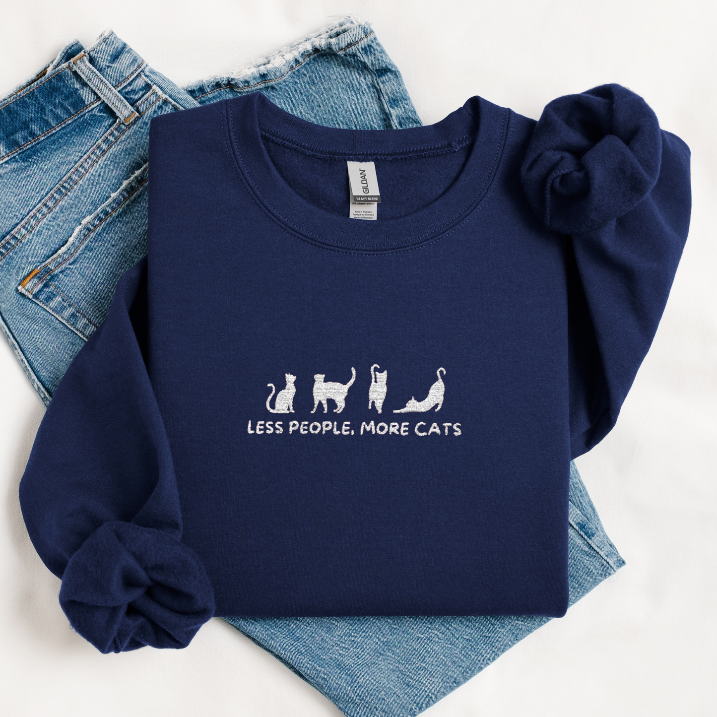 Less People, More Cats | Embroidered Sweatshirt | Unisex