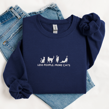 Less People, More Cats | Embroidered Sweatshirt | Unisex