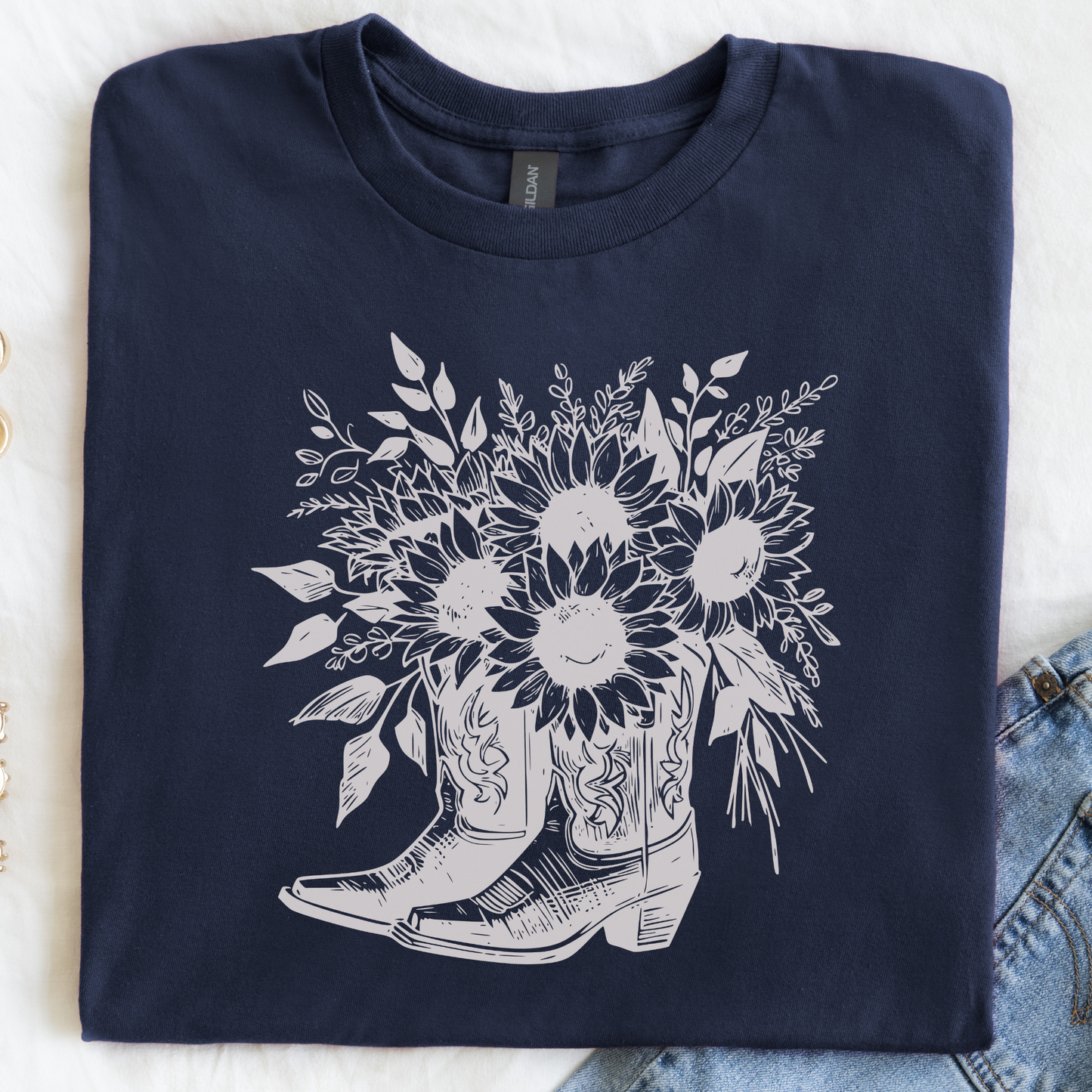 Sunflower Boots Tee | Vintage Cowgirl | T-shirt