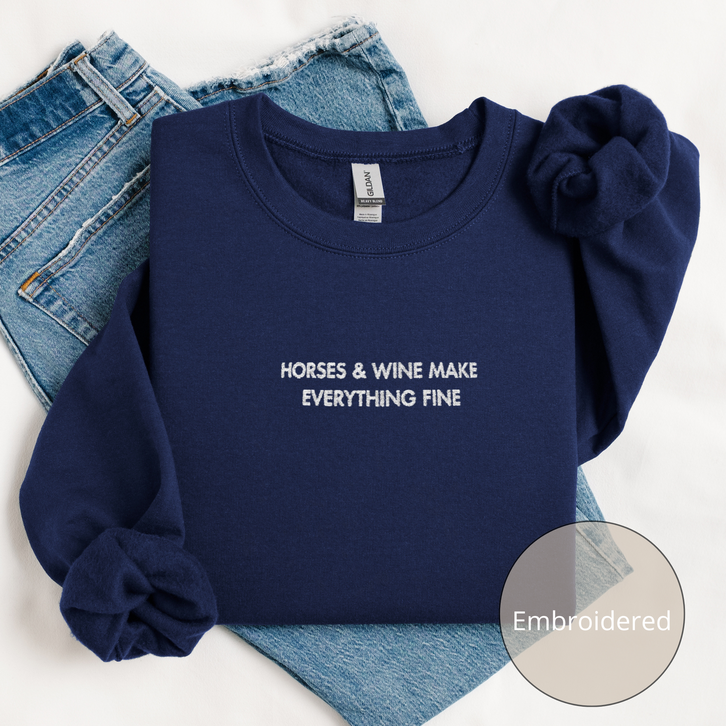 Horses & Wine | Embroidered Sweatshirt | Unisex