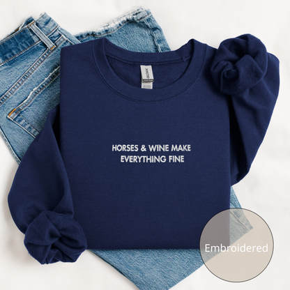 Horses & Wine | Embroidered Sweatshirt | Unisex