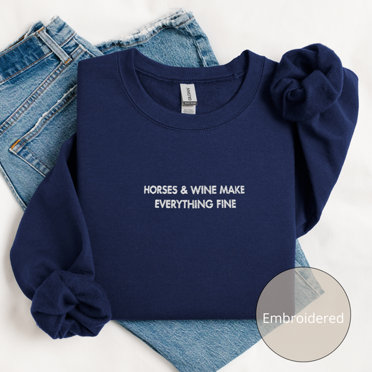 Horses & Wine | Embroidered Sweatshirt | Unisex