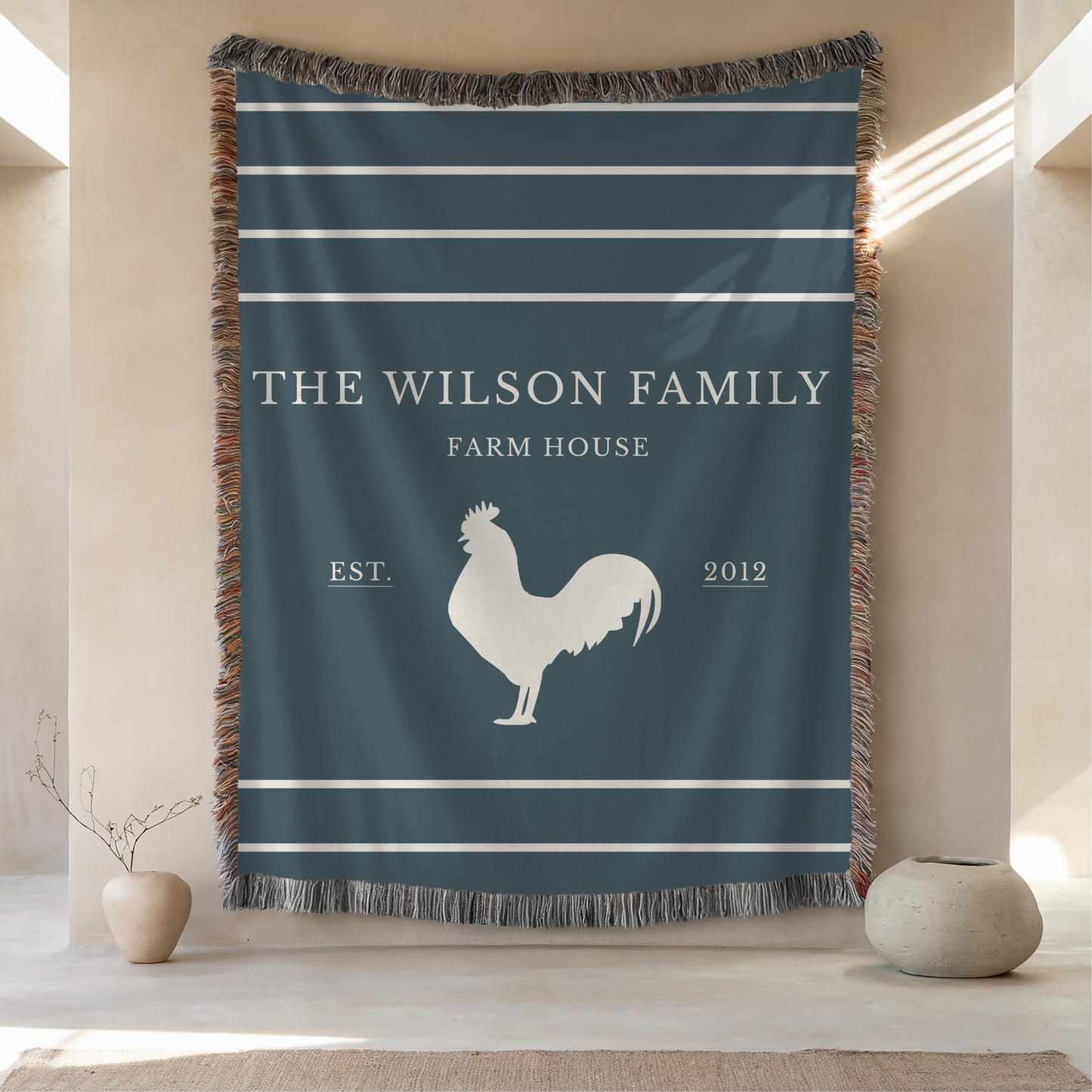Personalized Woven Blanket | Dark Rooster