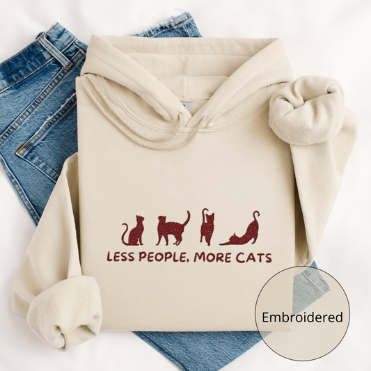 Less People, More Cats | Embroidery Hoodie | Unisex