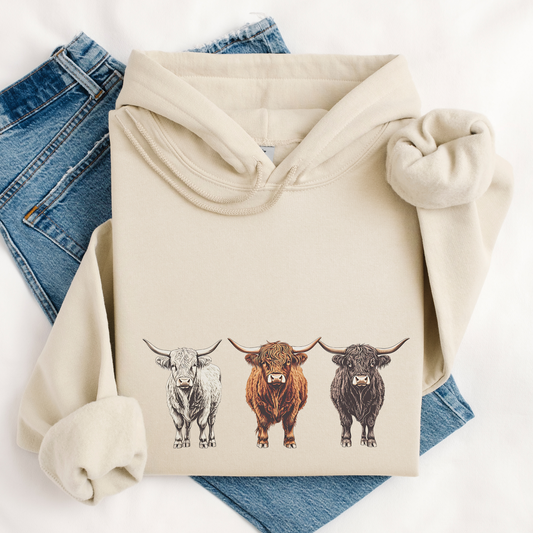 Highland Cows Hoodie | Famous Trios | Unisex