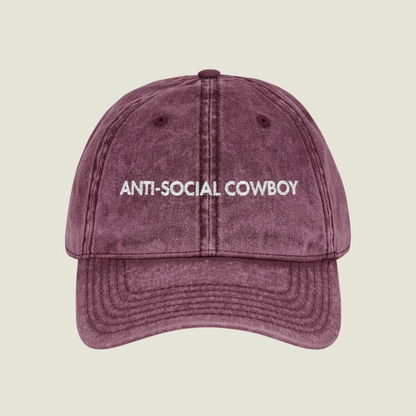 Vintage Embroidery Cap | Anti-Social Cowboy | Unisex