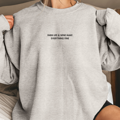 Farm Life & Wine | Embroidered Sweatshirt | Unisex