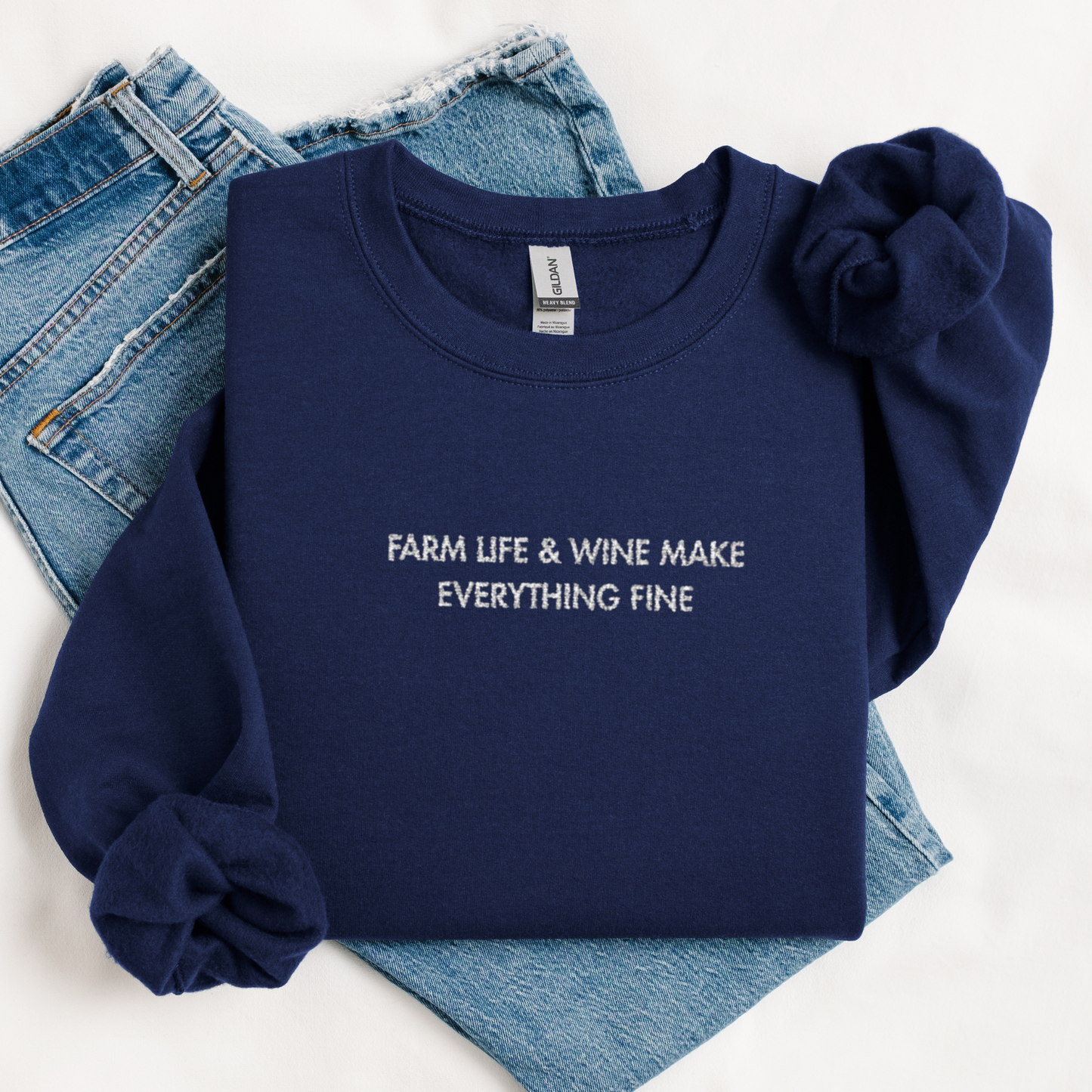 Farm Life & Wine | Embroidered Sweatshirt | Unisex