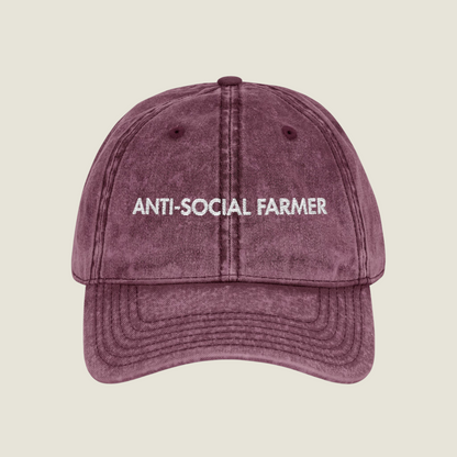 Vintage Embroidery Cap | Anti-Social Farmer | Unisex