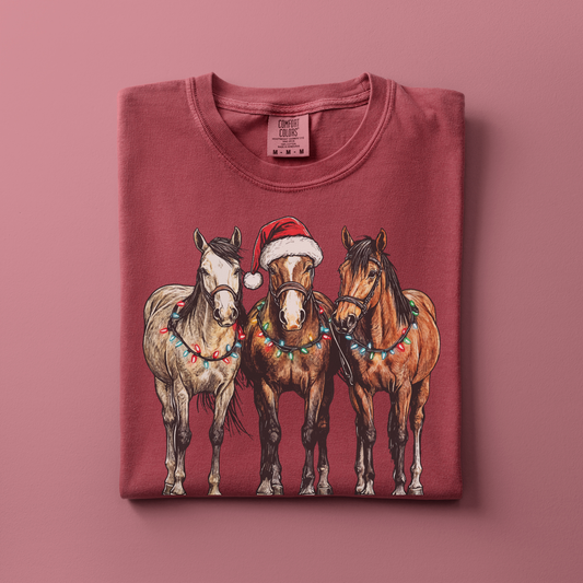 Christmas Horses | Christmas Cowgirl | T-shirt