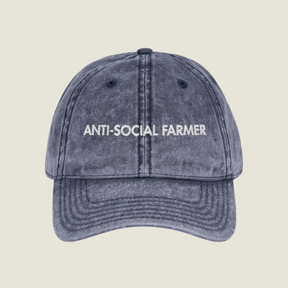 Vintage Embroidery Cap | Anti-Social Farmer | Unisex