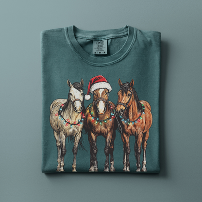 Christmas Horses | Christmas Cowgirl | T-shirt