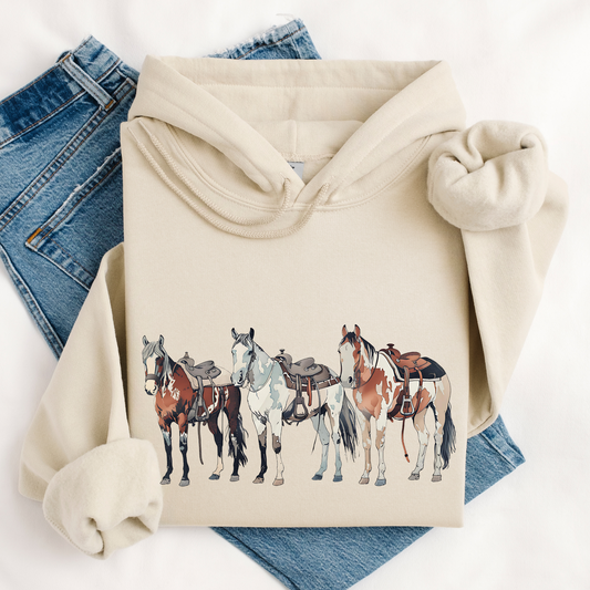 Western Horses Hoodie | Famous Trios | Unisex