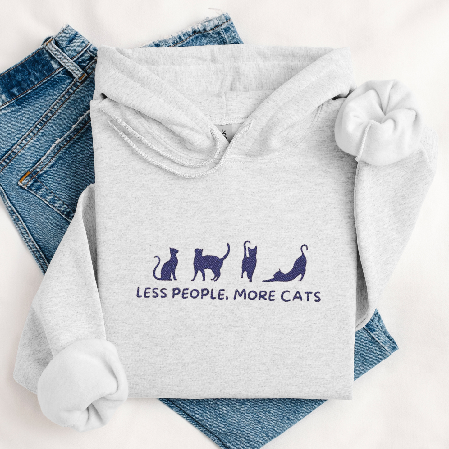 Less People, More Cats | Embroidery Hoodie | Unisex